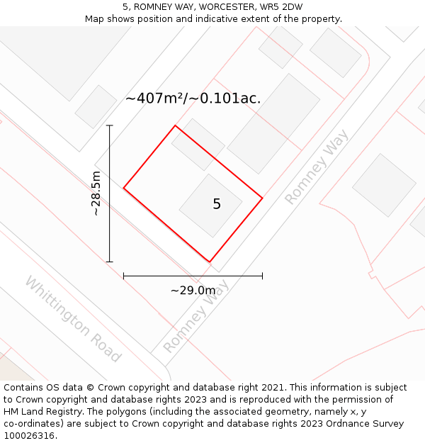 5, ROMNEY WAY, WORCESTER, WR5 2DW: Plot and title map