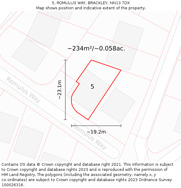 5, ROMULUS WAY, BRACKLEY, NN13 7DX: Plot and title map