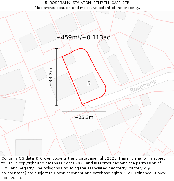 5, ROSEBANK, STAINTON, PENRITH, CA11 0ER: Plot and title map