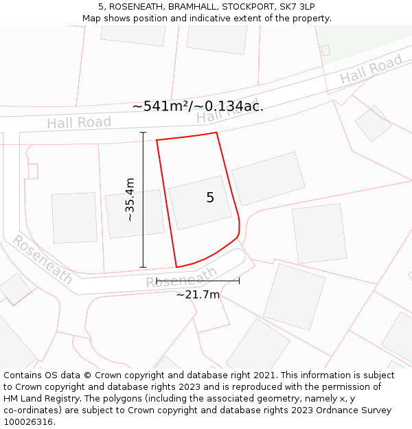 5, ROSENEATH, BRAMHALL, STOCKPORT, SK7 3LP: Plot and title map
