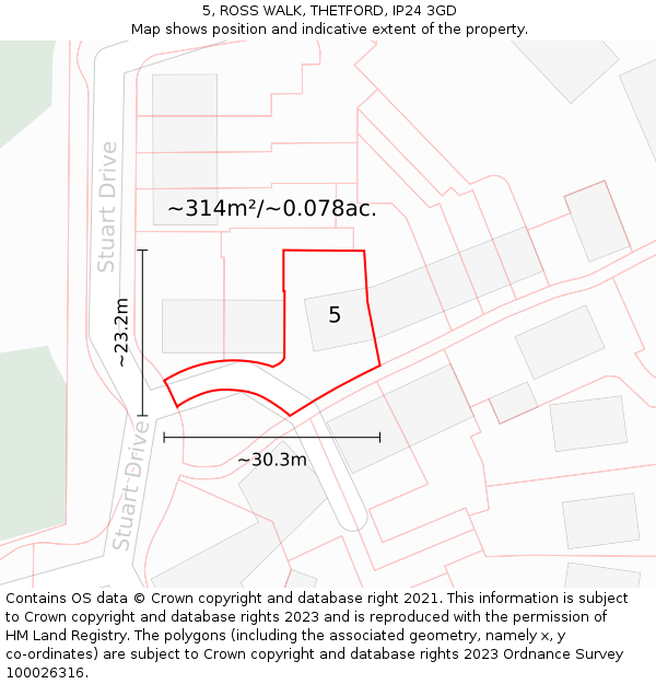 5, ROSS WALK, THETFORD, IP24 3GD: Plot and title map