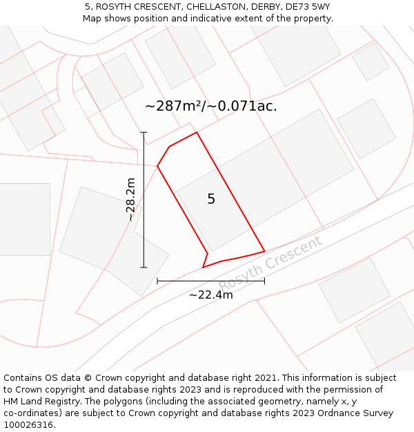 5, ROSYTH CRESCENT, CHELLASTON, DERBY, DE73 5WY: Plot and title map