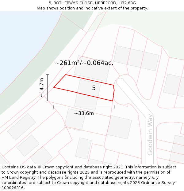 5, ROTHERWAS CLOSE, HEREFORD, HR2 6RG: Plot and title map