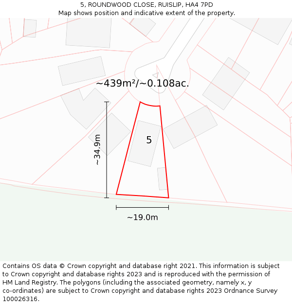 5, ROUNDWOOD CLOSE, RUISLIP, HA4 7PD: Plot and title map