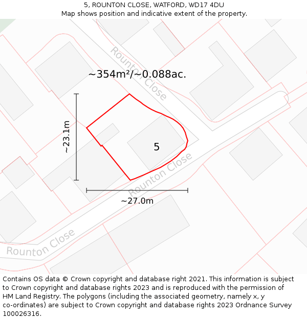 5, ROUNTON CLOSE, WATFORD, WD17 4DU: Plot and title map