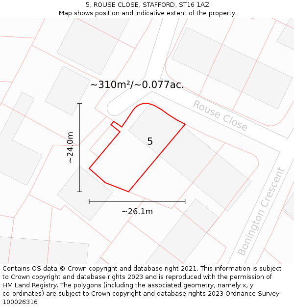 5, ROUSE CLOSE, STAFFORD, ST16 1AZ: Plot and title map