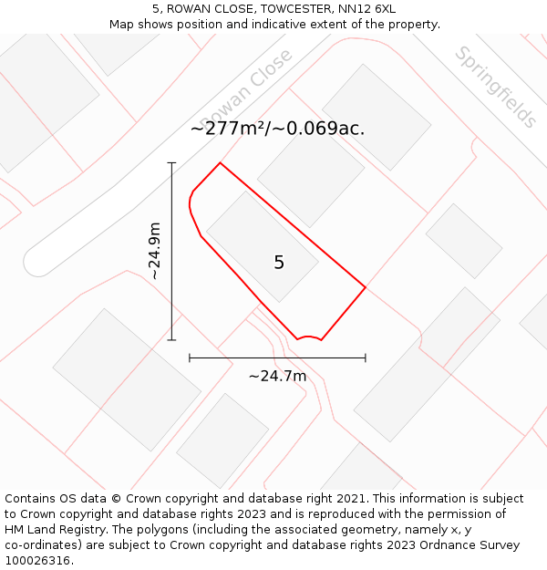 5, ROWAN CLOSE, TOWCESTER, NN12 6XL: Plot and title map