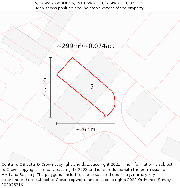 5, ROWAN GARDENS, POLESWORTH, TAMWORTH, B78 1NG: Plot and title map