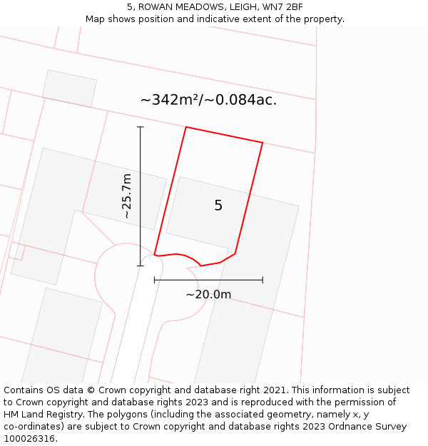 5, ROWAN MEADOWS, LEIGH, WN7 2BF: Plot and title map