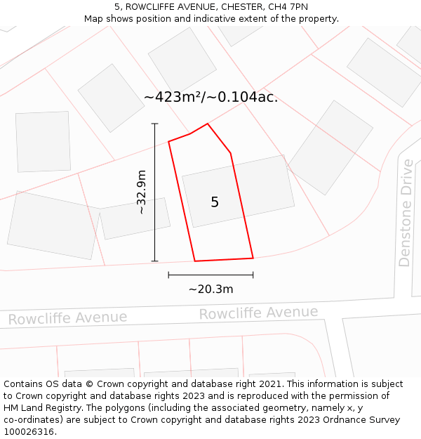 5, ROWCLIFFE AVENUE, CHESTER, CH4 7PN: Plot and title map
