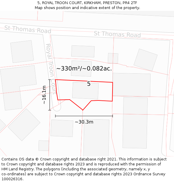 5, ROYAL TROON COURT, KIRKHAM, PRESTON, PR4 2TF: Plot and title map