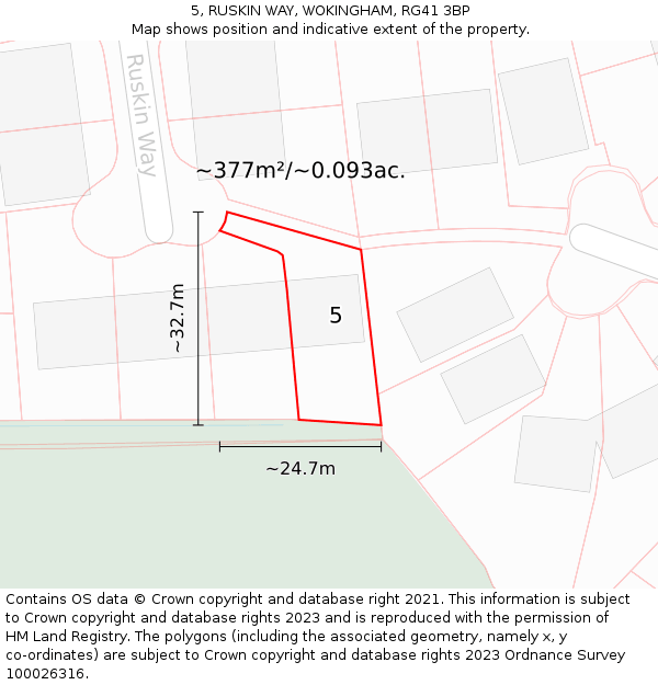 5, RUSKIN WAY, WOKINGHAM, RG41 3BP: Plot and title map