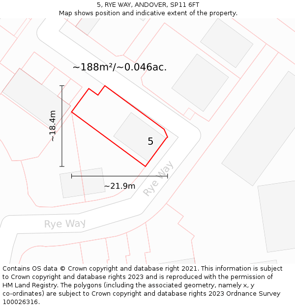 5, RYE WAY, ANDOVER, SP11 6FT: Plot and title map