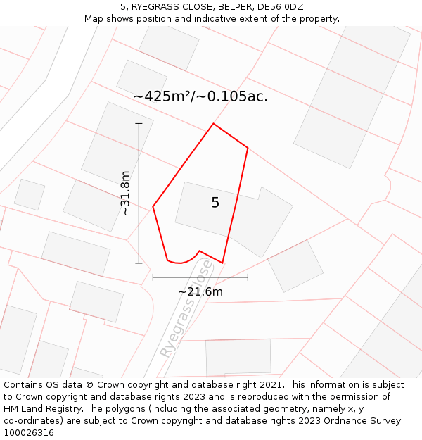 5, RYEGRASS CLOSE, BELPER, DE56 0DZ: Plot and title map