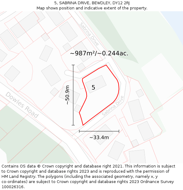 5, SABRINA DRIVE, BEWDLEY, DY12 2RJ: Plot and title map