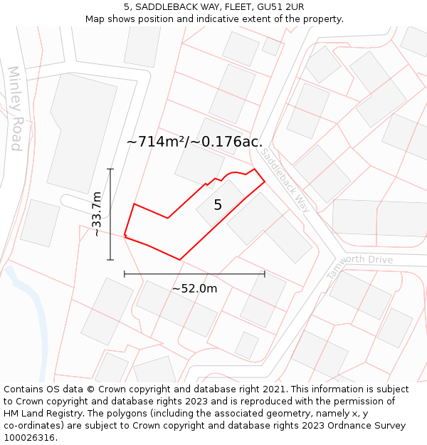 5, SADDLEBACK WAY, FLEET, GU51 2UR: Plot and title map