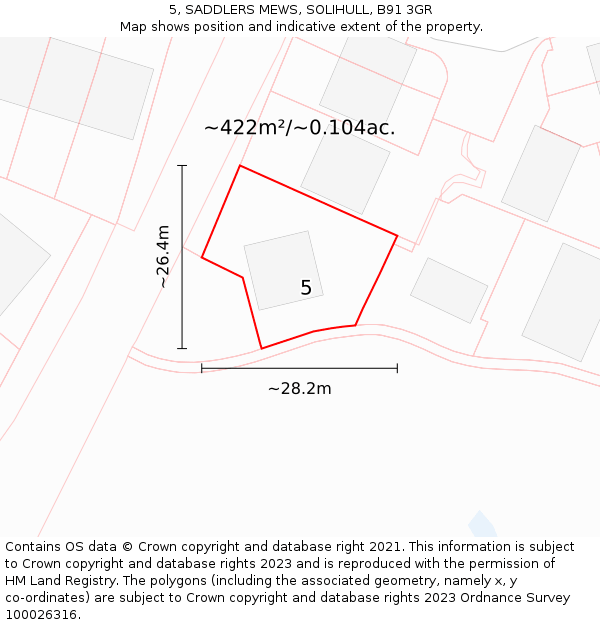 5, SADDLERS MEWS, SOLIHULL, B91 3GR: Plot and title map