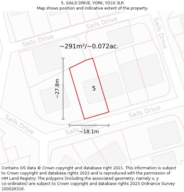 5, SAILS DRIVE, YORK, YO10 3LR: Plot and title map