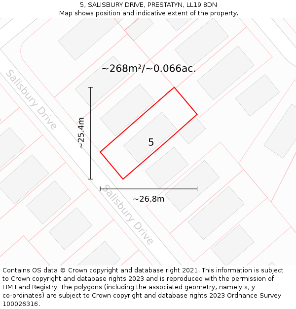 5, SALISBURY DRIVE, PRESTATYN, LL19 8DN: Plot and title map