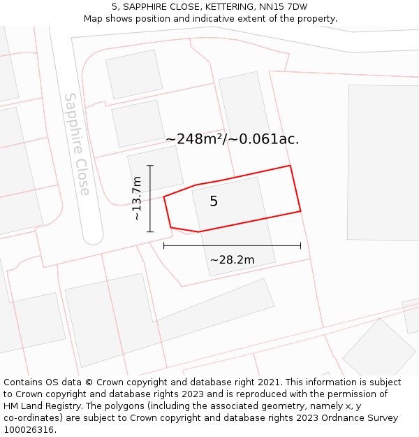 5, SAPPHIRE CLOSE, KETTERING, NN15 7DW: Plot and title map