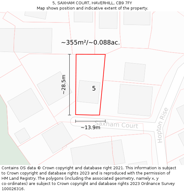 5, SAXHAM COURT, HAVERHILL, CB9 7FY: Plot and title map