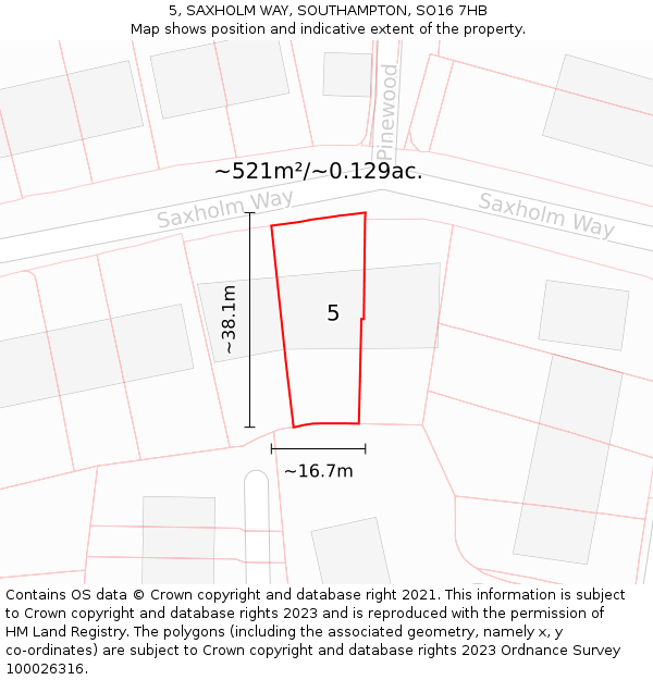 5, SAXHOLM WAY, SOUTHAMPTON, SO16 7HB: Plot and title map