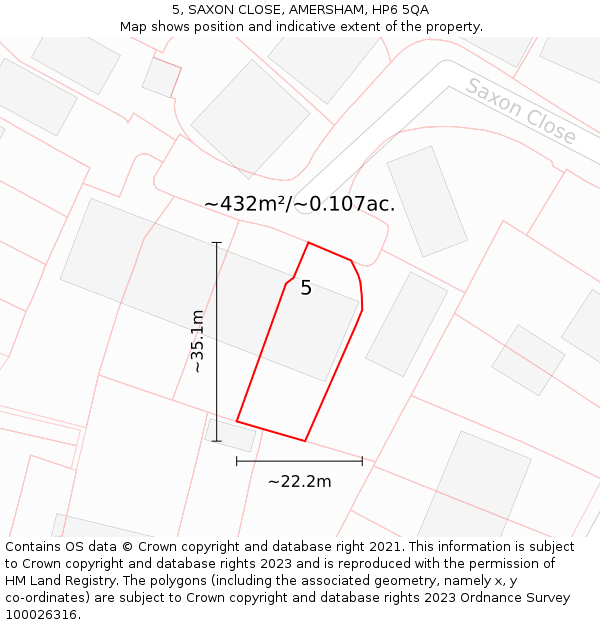 5, SAXON CLOSE, AMERSHAM, HP6 5QA: Plot and title map