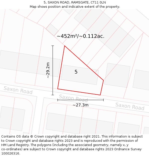 5, SAXON ROAD, RAMSGATE, CT11 0LN: Plot and title map