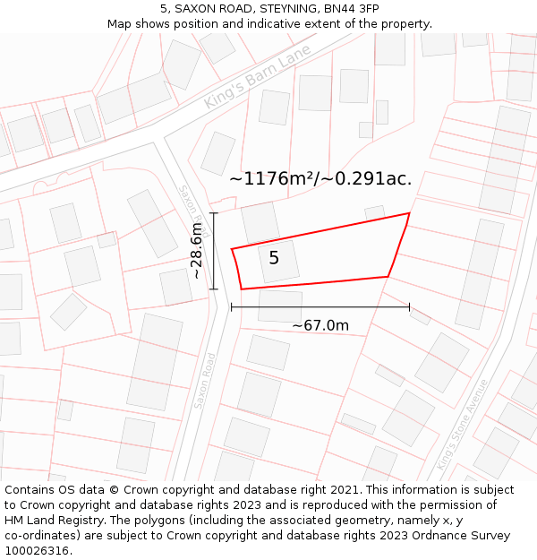 5, SAXON ROAD, STEYNING, BN44 3FP: Plot and title map