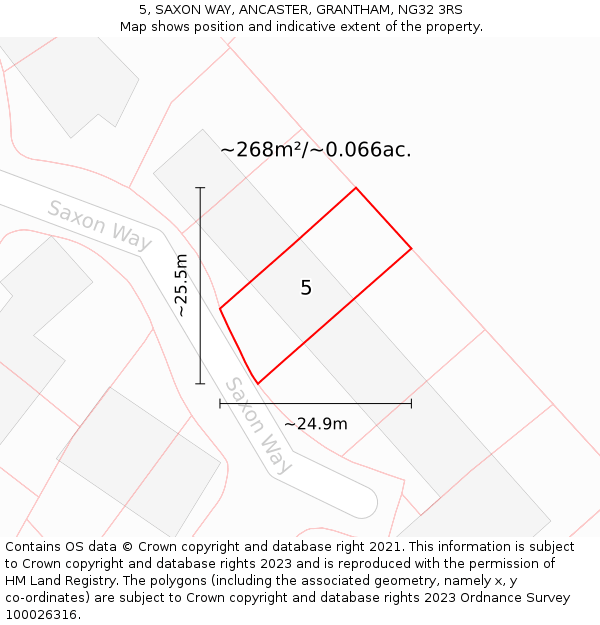 5, SAXON WAY, ANCASTER, GRANTHAM, NG32 3RS: Plot and title map