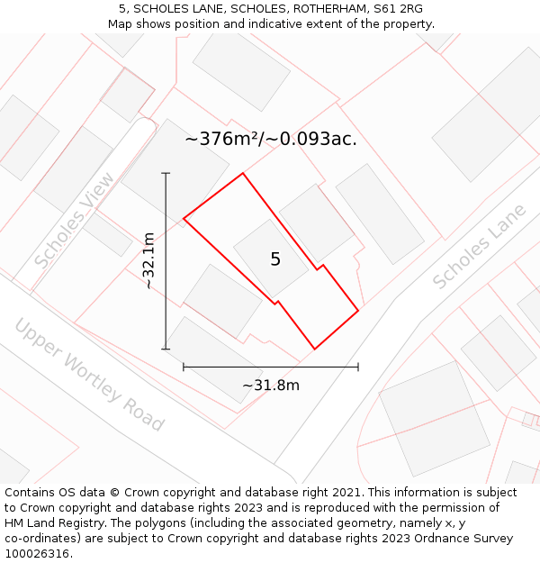 5, SCHOLES LANE, SCHOLES, ROTHERHAM, S61 2RG: Plot and title map