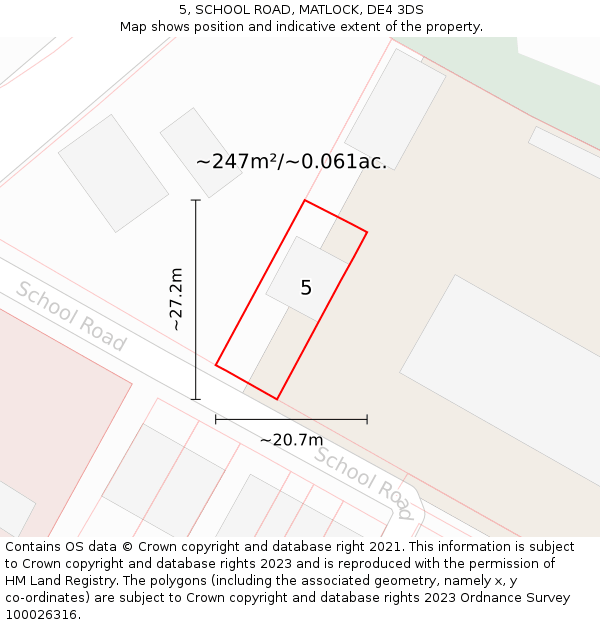 5, SCHOOL ROAD, MATLOCK, DE4 3DS: Plot and title map