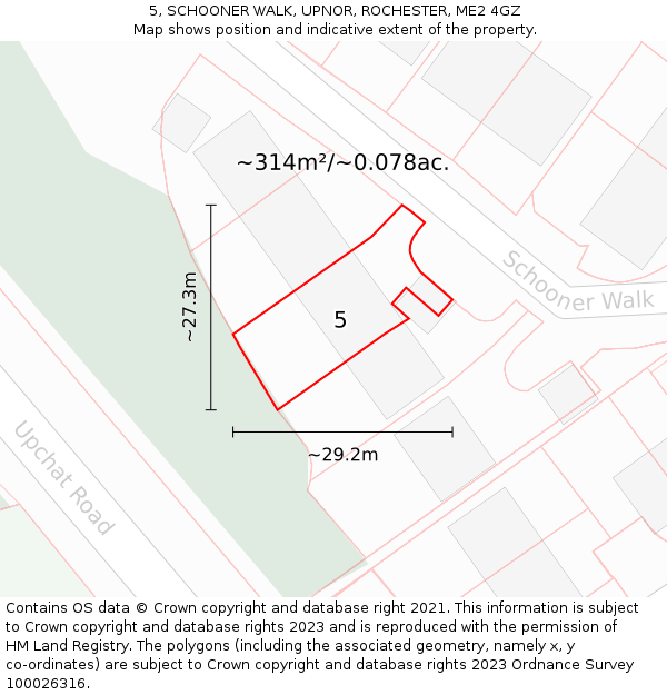 5, SCHOONER WALK, UPNOR, ROCHESTER, ME2 4GZ: Plot and title map