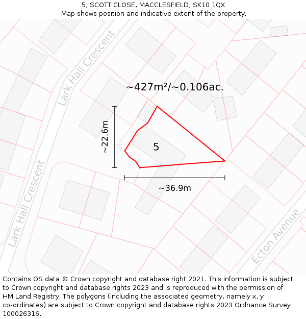 5, SCOTT CLOSE, MACCLESFIELD, SK10 1QX: Plot and title map
