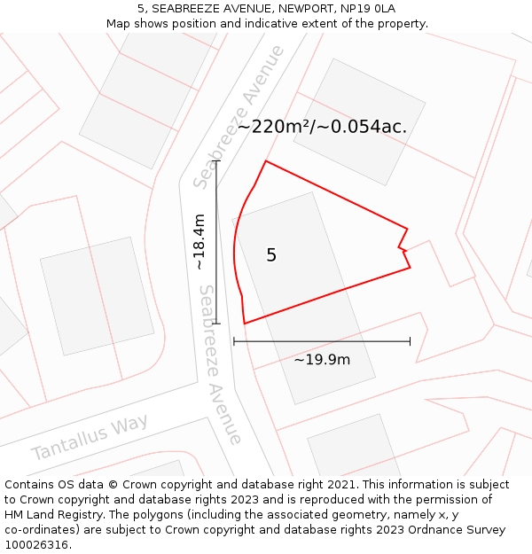 5, SEABREEZE AVENUE, NEWPORT, NP19 0LA: Plot and title map