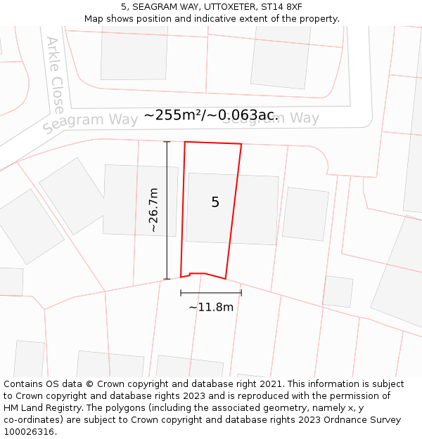 5, SEAGRAM WAY, UTTOXETER, ST14 8XF: Plot and title map