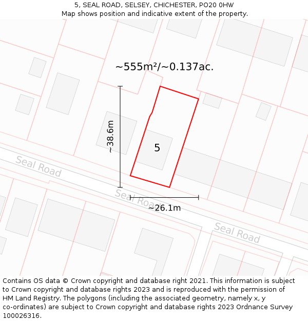 5, SEAL ROAD, SELSEY, CHICHESTER, PO20 0HW: Plot and title map