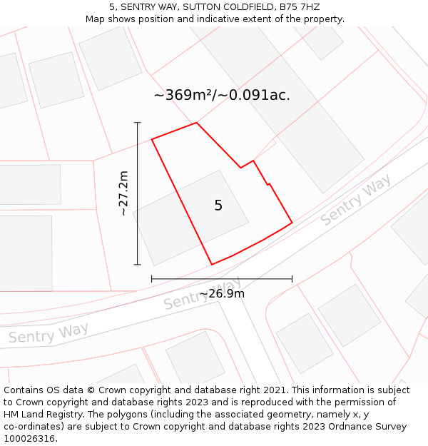 5, SENTRY WAY, SUTTON COLDFIELD, B75 7HZ: Plot and title map
