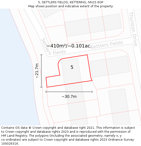 5, SETTLERS FIELDS, KETTERING, NN15 6GP: Plot and title map