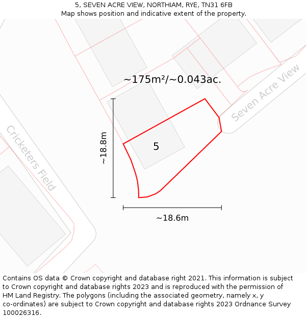 5, SEVEN ACRE VIEW, NORTHIAM, RYE, TN31 6FB: Plot and title map