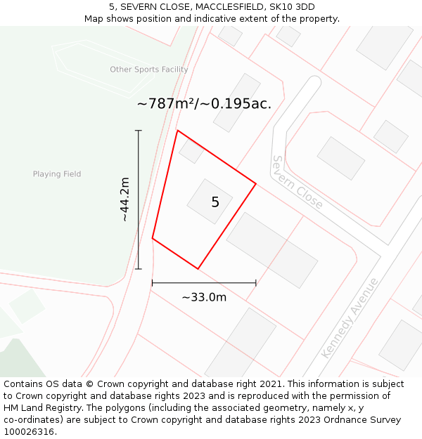 5, SEVERN CLOSE, MACCLESFIELD, SK10 3DD: Plot and title map