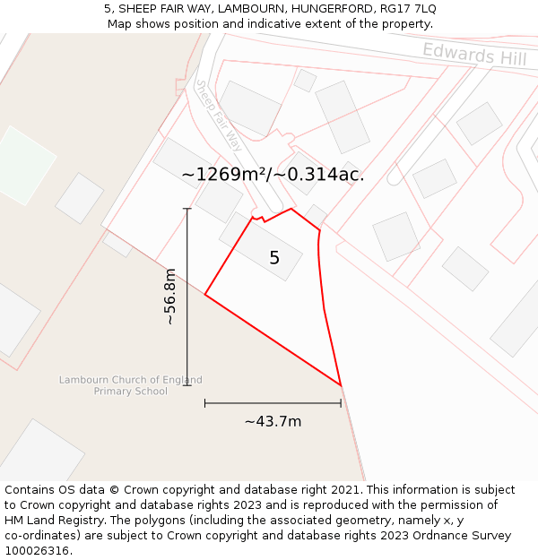 5, SHEEP FAIR WAY, LAMBOURN, HUNGERFORD, RG17 7LQ: Plot and title map