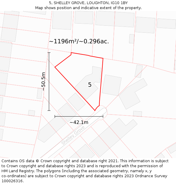 5, SHELLEY GROVE, LOUGHTON, IG10 1BY: Plot and title map