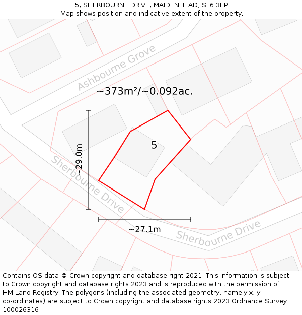 5, SHERBOURNE DRIVE, MAIDENHEAD, SL6 3EP: Plot and title map