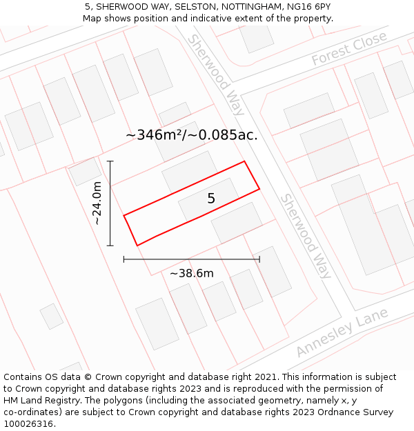 5, SHERWOOD WAY, SELSTON, NOTTINGHAM, NG16 6PY: Plot and title map