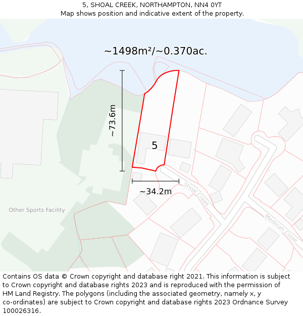 5, SHOAL CREEK, NORTHAMPTON, NN4 0YT: Plot and title map