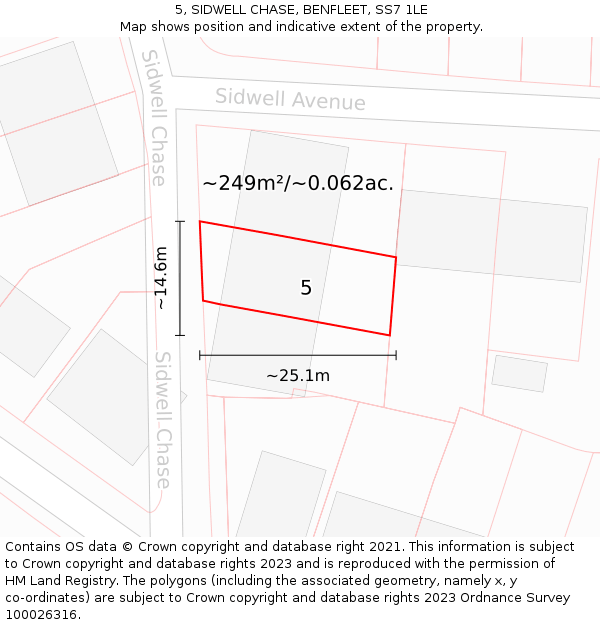 5, SIDWELL CHASE, BENFLEET, SS7 1LE: Plot and title map