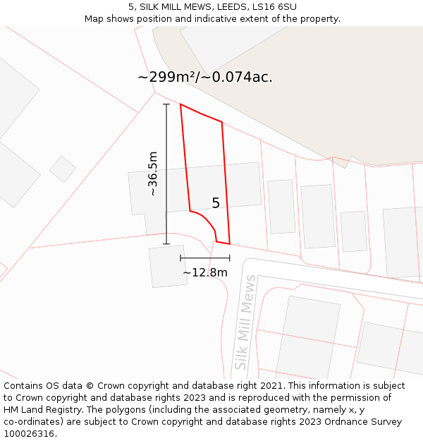 5, SILK MILL MEWS, LEEDS, LS16 6SU: Plot and title map