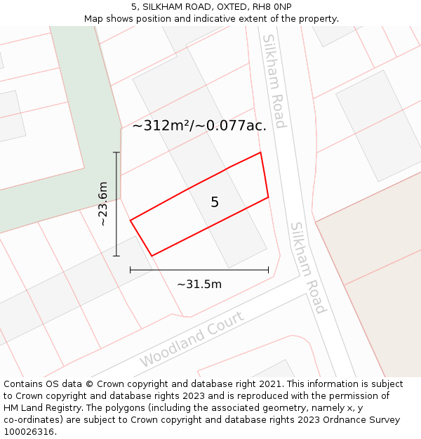 5, SILKHAM ROAD, OXTED, RH8 0NP: Plot and title map