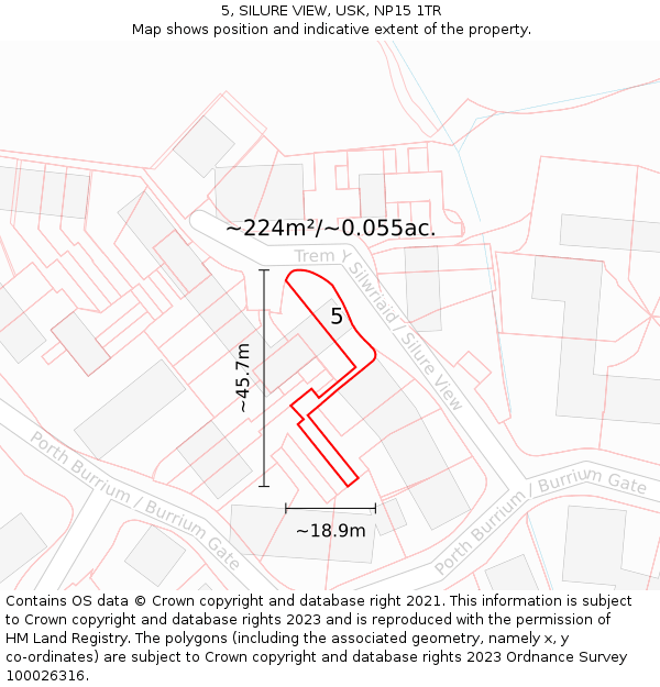 5, SILURE VIEW, USK, NP15 1TR: Plot and title map